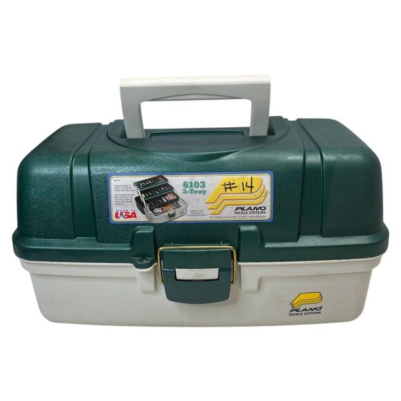 Plano Other - Plano 6103 Fishing Tackle Box Toolbox Arts Crafts 3-Tier Folding Trays Vintage